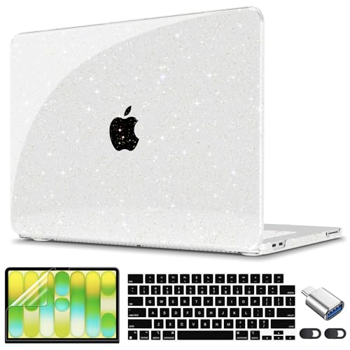 CISSOOK for MacBook Neo 13 inch Case Glitter Clear A3404 Release 2026 | 5in1 Set Hard Shell Case, A18 Pro Chip, Keyboard Cover, Screen Protector, Scratch Resistant, Ultra-Thin, for Office & Travel - color: Glitter Clear
