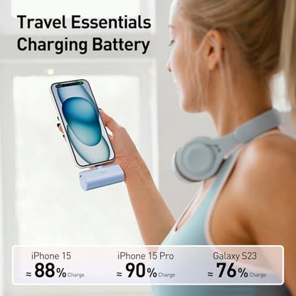 iWALK Portable Charger for iPhone 17/16/15 USB-C Small Power Bank 20W 4,500mAh Fast Charging Battery Pack Compatible with iPhone 15/16/17 Plus/17 Pro/17 Pro Max, Samsung Galaxy S25/S24/S23 Android - color: Baby Blue