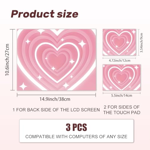 Laptop Skin Sticker Decal PVC Vinyl Sticker Notebook PC Protector Waterproof Scratch Resistant Laptop Skin for 12.1 13 13.3 13.6 14 15 15.3 16 Inch Pink Heart Style - color: Pink Heart