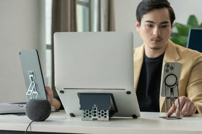 Paper-Thin Stand for MacBook, Laptop Riser, Slim Portable Ergonomic Ventilated Stand, 6 Adjustable Heights from 2.1" to 3.6", Compatible with Laptops Up to 18”, US Patented (Rose Gold) - color: Rose Gold