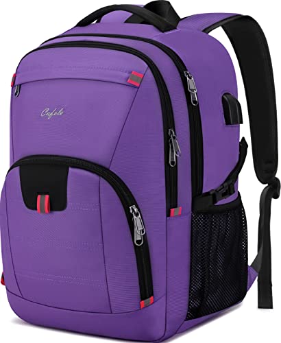 CAFELE Travel Laptop Backpack 17.3 inch,Extra Large School Backpack Bookbag Computer Rucksack with USB Charging Port,Water Resistant Backpacks for Business College Travel,Women Casual Daypack,Purple - color: Purple