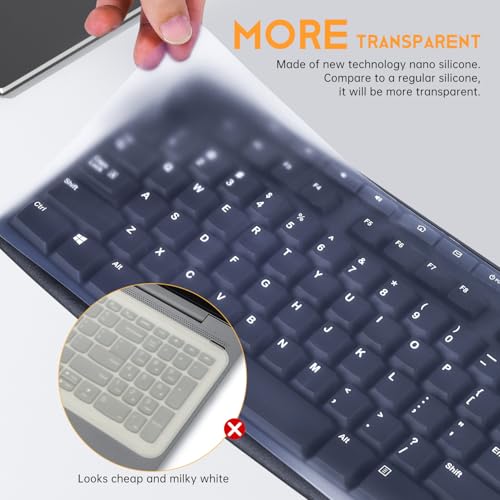 Universal Clear Waterproof Anti-Dust Silicone Keyboard Protector Cover Skin for Standard Size PC Computer Desktop Keyboards (Size: 17.52" x 5.51")