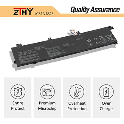 ZTHY C31N1843 Laptop Battery Replacement for ASUS VivoBook S14 S432FA S432FL Vivobook S15 S532 S532FA S532FL X432FA X432FL X432FLC X532FA X532FL X532FLC S432FA-EB008T S532FA-DH55 S532FA-DB55 42Wh - size: 12.01*4.53*0.31 inch C31N1843