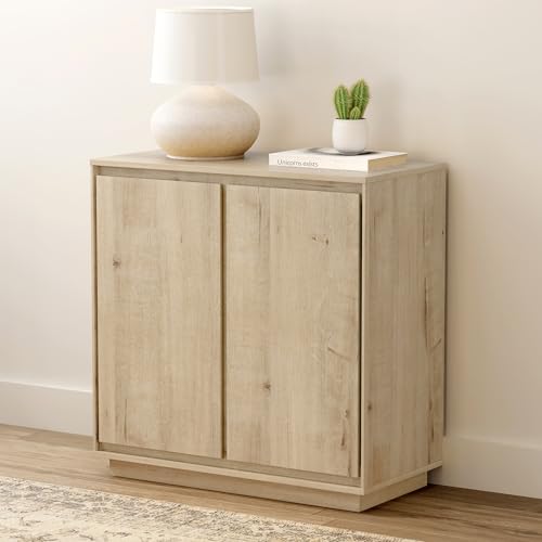 EYYTHUNG Buffet Storage Cabinet, Accent Sideboard Cabinet with Adjustable Shelves and Handless Design, Credenza Console Table for Living Room, Light Oak - color: Light Oak, size: 1 PC