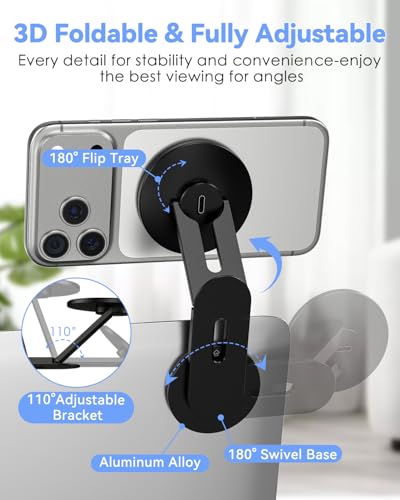 CloudValley Magnetic Laptop Phone Holder, 15W Fast Wireless Charger for iPhone 17/16/15/14/13/12 & All Phones, MacBook, PC Monitor, Screen Stand for Tesla, Portable Accessory, Black