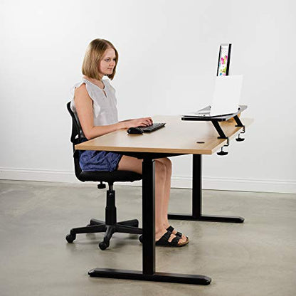 VIVO Black Clamp-on Large 40 inch Ergonomic Desk Shelf, Dual Computer Monitor and Laptop Riser Stand - Desk Organizer for 2 Screens STAND-SHELF40B - size: 40" shelf