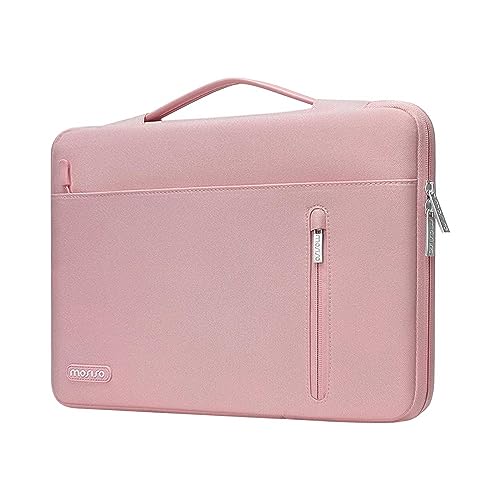 MOSISO 360 Protective Laptop Sleeve 16 inch, 15-15.6 inch Laptop Case,Pink | Compatible with MacBook Pro 16 M5 M4 M3 M2 M1, HP Dell ASUS Acer Toshiba Lenovo,Horizontal Bag with Belt&Right Pocket
