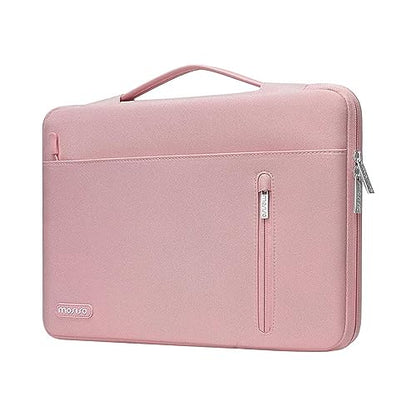 MOSISO 360 Protective Laptop Sleeve 16 inch, 15-15.6 inch Laptop Case,Pink | Compatible with MacBook Pro 16 M5 M4 M3 M2 M1, HP Dell ASUS Acer Toshiba Lenovo,Horizontal Bag with Belt&Right Pocket