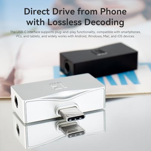 2026 Latest KBEAR TC06 USB C DAC with Headphone Amplifier, Portable Mini DAC Amp with 3.5mm 4.4mm Output, HIFI Hi-Res USB C to 3.5mm Audio Adapter for KZ ZS10 PRO IEM,Work with PC/Laptop/Phone(Silver)
