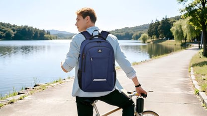 CAFELE Laptop Backpack, 17.3 Inch, Water-Repellent, USB Charging Port, for Business Travel School (Blue, 17.3 inches) - color: Blue