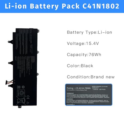 C41N1802 Laptop Battery Replacement for Asus Rog Zephyrus S 3s Plus GX701 GX701GW GX701GX GX735GV GX735GW GX735GX Series [15.4V 76Wh]