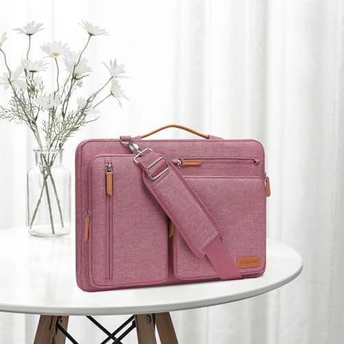 MOSISO 360 Protective Laptop Shoulder Bag, 15-15.6 inch Computer Bags | Compatible with MacBook Pro 16 inch, HP, Dell, Lenovo, Asus, Side Open Messenger Bag with 4 Zipper Pockets, Dusty Rose - color: Dusty Rose, size: 16 inch