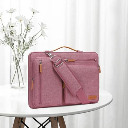 MOSISO 360 Protective Laptop Shoulder Bag, 15-15.6 inch Computer Bags | Compatible with MacBook Pro 16 inch, HP, Dell, Lenovo, Asus, Side Open Messenger Bag with 4 Zipper Pockets, Dusty Rose - color: Dusty Rose, size: 16 inch