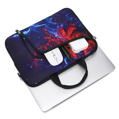 15 15.4 15.6 inch Laptop Handle Bag Computer Protect Notebook Sleeve Neoprene Cover Soft Carrying Case with Extra Pockets - color: Blue Galaxy