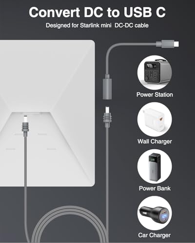 Starlink Mini Car Adapter USB C Charger 12V to 20V5A 100W Step Up Converter | Supports up to 150ft power cable extension,Detachable Charger Cable Design,Fast Charging Stable 20V Output Prevents Reboot