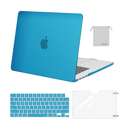 MOSISO Compatible with MacBook Air 15 inch Case M5 2026 M4 M3 M2 2025-2023 | A3448 A3241 A3114 A2941, Scratch-Resistant Protective Hard Shell Case&Keyboard Cover&ScreenFilm&Pouch, Aqua Blue - color: Aqua Blue