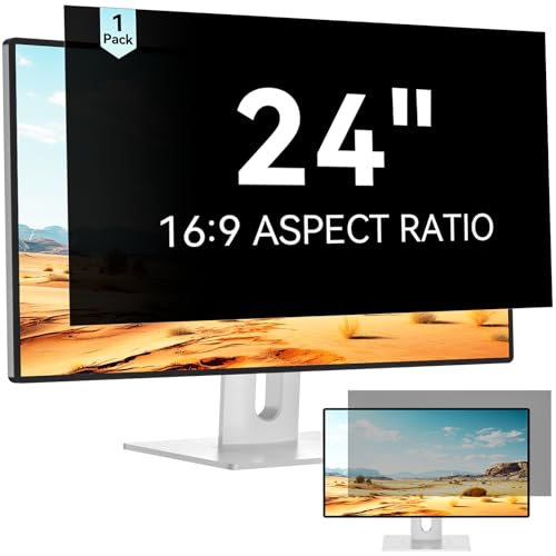 Mamol 24 Inch Computer Privacy Screen Filter for 16:9 Aspect Ratio Widescreen Monitor - Removable Computer Screen Privacy Shield and Anti Glare Blue Light Filter, Anti-Scratch Screen Protective Film - size: 24'' Privacy Screen (16:9)