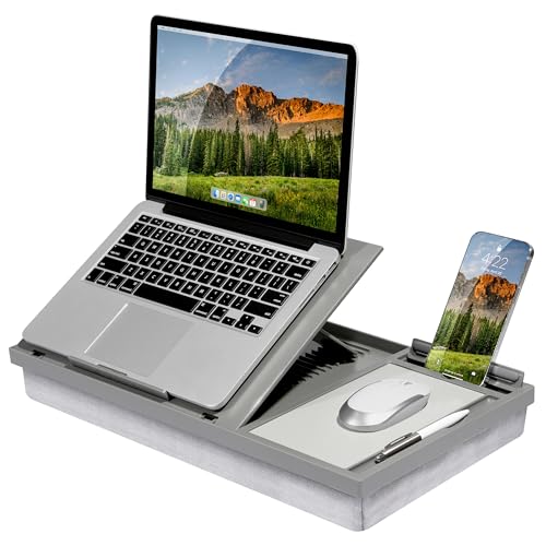 LAPGEAR Ergo Pro Lap Desk with 20 Adjustable Angles, Mouse Pad, and Phone Holder - Gray - Fits up to 15.6 Inch Laptops and Most Tablets - Style No. 49405 - color: Gray, size: Ergo Pro