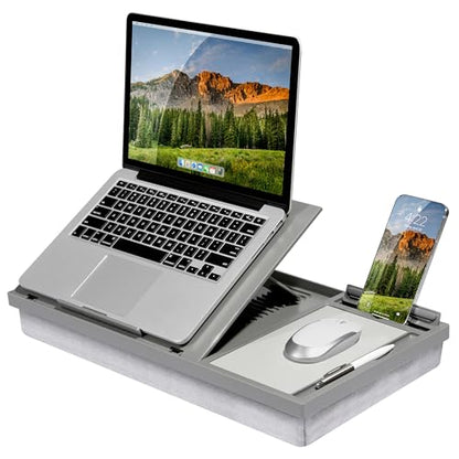 LAPGEAR Ergo Pro Lap Desk with 20 Adjustable Angles, Mouse Pad, and Phone Holder - Gray - Fits up to 15.6 Inch Laptops and Most Tablets - Style No. 49405 - color: Gray, size: Ergo Pro