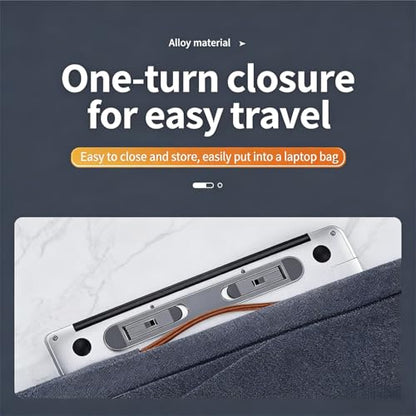 0.5cm Ultra Thin Invisible Laptop Stand, Foldable Mini Aluminum Laptop Riser, Portable Hidden Cooling Support Foot for MacBook 11-17 Inch Laptops& Tablets, 2 Adjustable Height Anti-Slip Notebook Stand