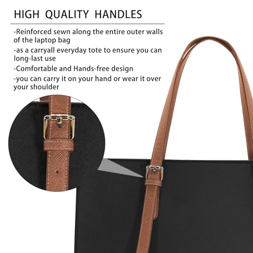 Laptop Bag for Women Waterproof Lightweight Leather 15.6 Inch Computer Tote Bag Business Office Briefcase Large Capacity Handbag Shoulder Bag Professional Office Work Bag | Waterproof Lightweight Leather Large Capacity Work Bag Business Office Briefcase D