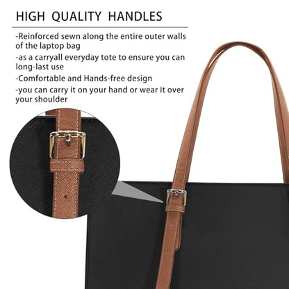 Laptop Bag for Women Waterproof Lightweight Leather 15.6 Inch Computer Tote Bag Business Office Briefcase Large Capacity Handbag Shoulder Bag Professional Office Work Bag | Waterproof Lightweight Leather Large Capacity Work Bag Business Office Briefcase D