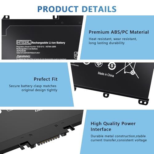 HT03XL Battery for HP L11119-855 Battery Replacement for HP Pavilion 14-CE 14-CF 14-DF 15-CS 15-DA 15-DB 15-DW 17-by 17-CA Series 14M-DH0003DX 14M-DH1003DX 15T-DA000 15T-CS200 LPD1071 15-DB0004DX - size: HT03XL for HP