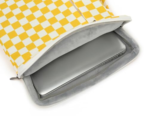 360 Degree Protective Laptop Sleeve with Multi-Pockets (Yellow Checkered, 12.5 inch-13.5 inch) - color: Yellow Checkered, size: 12.5 inch-13.5 inch