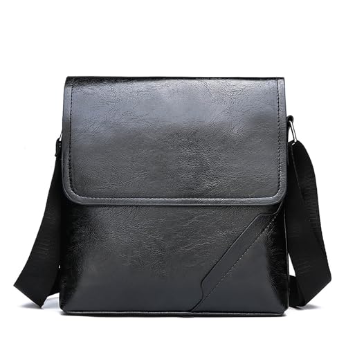 PORT&LOTUS Messager Bags for Men Small Men's Shoulder Bag for Men PU Leather Crossbody Purses for Men - color: C Black Small Size
