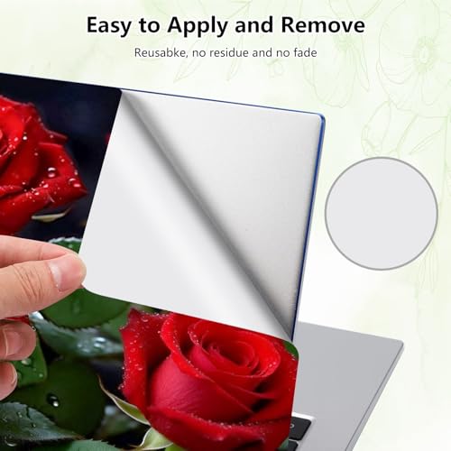 Laptop Skin Sticker Decal, Universal Reusable Vinyl Laptop Cover for 12" 13" 13.3" 14" 15" 15.4" 15.6" Notebook PC, Reusable Waterproof Scratch-Resistant with 2 Wrist Pads,Red Rose Flowers - color: Red Rose Flowers