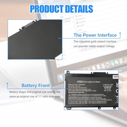 HT03XL L11119-855 Laptop Replacement Battery for HP Pavilion 14-CE 14-CF 14-CM 14-CK 14-DF 14-MA 14Q-CS 15-DA 15-CS 15-CW 15-DA 15-DB 17-by 17-CA HP 240 245 250 255 G7 340 348 G5 L11119-855 - size: 9.49*5.28*1.26inch HT03XL