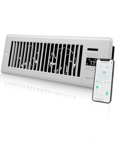Howeall Super Quiet Register Booster Fan for 4" x 12" Register Holes, Smart Vent with Dual Intelligent Thermostat and WIFI App Control, Heating Cooling AC Vent Fan (White) - color: White, size: 4" x 12"