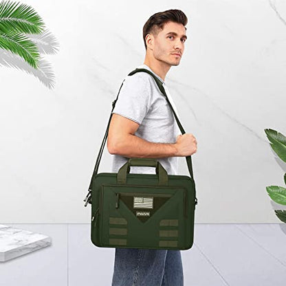 MOSISO 15.6 inch Tactical Laptop Bag for Men, 15-16 inch Messenger Bag | Tactical Messenger Bag Briefcase Shoulder Bags with Multi-Pockets, Army Green - color: Army Green