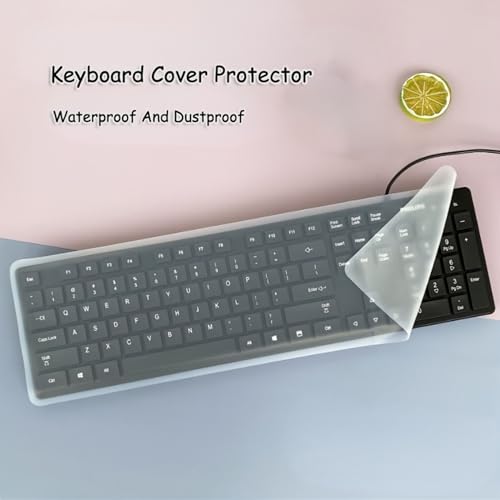Ultra-Thin 0.2mm Eco-Friendly TPU Skin Desktop Keyboard Cover, Anti-Fingerprint Waterproof Dustproof Protector for Dell KB216/KM636 & 104/107 Key Standard Keyboards (White) - color: White