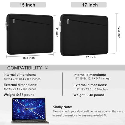 15 Inch Laptop Sleeve, Durable Computer Carrying Bag Protective Case Cover Briefcase Handbag with Front Pocket, Slim Laptop Case Cover for 15.4 Inch HP, Dell, Lenovo, Asus, Notebook, Black - color: Black, size: 15 Inch