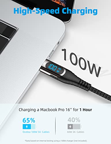 USB C to USB C Cable, 100W USB C Charger Cable with LED Display, Type C Fast Charging Cable Compatible with iPhone 16/15 Pro Max, MacBook Pro, iPad Pro, Galaxy S24 Ultra, Pixel, 3.3ft - size: 1M