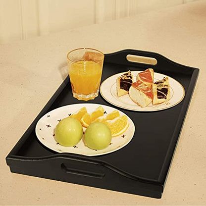 Bed Tray Table with Folding Legs Wooden Serving Breakfast in Bed or Use As a, Platter, TV Table Laptop Computer Tray Snack Tray Large Size - color: Black-large