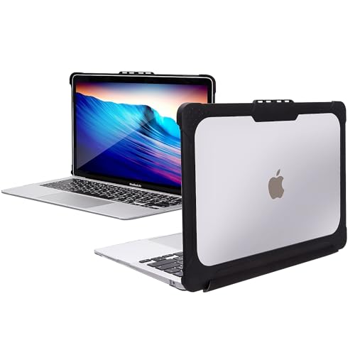 Rugged Protective Hard-Shell Case for 13-inch MacBook Pro 2016 to 2020 2022, Black, Plastic (TP-RCL-MP13MA)