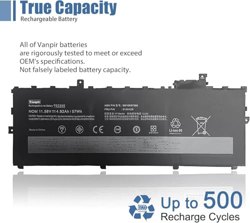 01AV429 01AV430 Laptop Battery 11.58V 57Wh 4920mAh Replacement for Lenovo ThinkPad X1 Carbon 5th Gen (2017)/ X1 Carbon 6th Gen 2018 Series 01AV431 01AV494 - size: 11.05*4.31*0.22 inch 01AV429