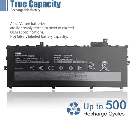 01AV429 01AV430 Laptop Battery 11.58V 57Wh 4920mAh Replacement for Lenovo ThinkPad X1 Carbon 5th Gen (2017)/ X1 Carbon 6th Gen 2018 Series 01AV431 01AV494 - size: 11.05*4.31*0.22 inch 01AV429