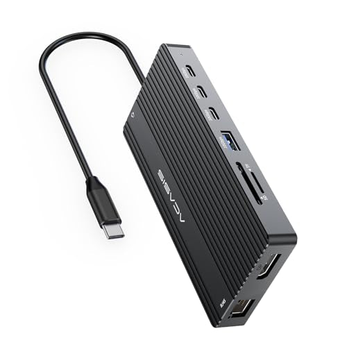 USB C Docking Station Dual Monitor, 14 in 1 USB C Hub, Adapter with 2 HDMI+DP(4K60Hz), Ethernet, 3 USBC 10G,100W PD, SD/TF, Audio, Laptop Docking Station for Dell/HP/Lenovo/ThinkPad/Surface (Black) - color: Black