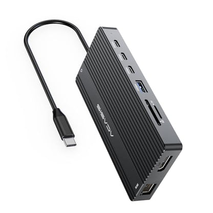 USB C Docking Station Dual Monitor, 14 in 1 USB C Hub, Adapter with 2 HDMI+DP(4K60Hz), Ethernet, 3 USBC 10G,100W PD, SD/TF, Audio, Laptop Docking Station for Dell/HP/Lenovo/ThinkPad/Surface (Black) - color: Black