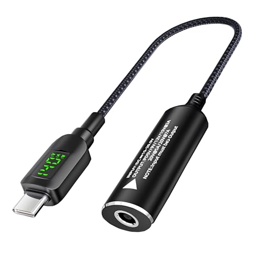 140W DC4530 to USB C PD Cable DC 4.5mm x 3.0mm Female(4.5 x 0.6mm) Input to Type C Male Power Charging Cable with Charging Voltage Current watt Display Real time,for Phones,Tablets,Laptops