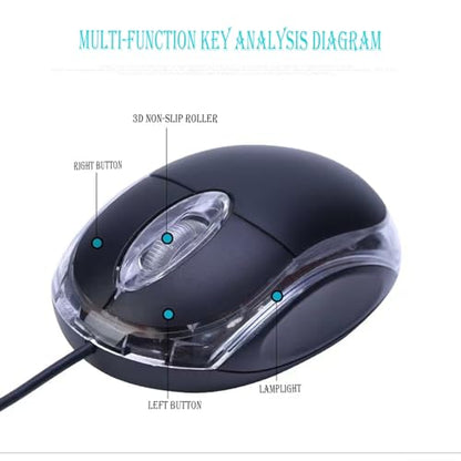 Wired Mini Optical Mouse with Ergonomic Design, USB Computer Mice for Laptops and PCs,Office and Home,School,Kids (Black, Wired) - color: black