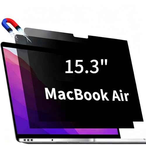 Magnetic privacy protection film&detachable, suitable for 15.3-inch MacBook | (For models 2023 - 2026, M2 to M5 series) Anti-blue light and anti-glare, 360-degree anti-peeping design | Privacy film - size: MacBook Air 15.3 inch (2023-2026, M2,M3,M4，M5)