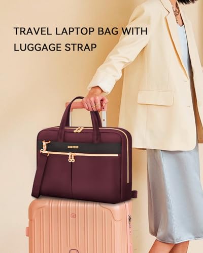 Ferkurn Laptop Bag Case Women Men Computer Bag Compatible with MacBook/HP/LG/Dell, Shoulder Strap Slim Carrying Messenger Briefcase, Wine Red, 17-17.3 Inch - color: Wine Red, size: 17-17.3 inch
