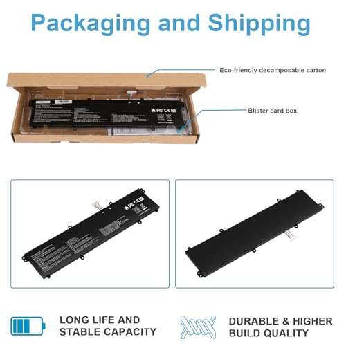 TREE.NB 42Wh B31N1911 C31N1911 Battery Replacement for ASUS VivoBook Flip 14 M413 M413DA TM420IA K413 X421DA X421FA X421FL X421JA X413 F413 F413JA R413DA R432UA R438IA S413DA TP470E TP470EA TP470EZ - size: 10.91x2.95x0.24inch B31N1911