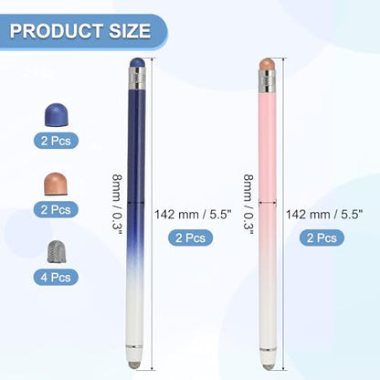 PATIKIL 4 Pcs Stylus Pens for Touch Screens, 2 in 1 High Sensitivity Universal Pen Capacitive Stylus for Phone Tablets Laptop Touch Screen Devices, Blue Pink - color: Blue Pink
