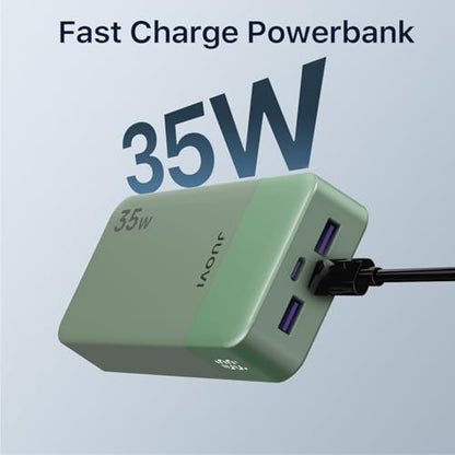 JUOVI J2651 Portable Charger, 35W 20000mAh USB C in & Out Power Bank, Battery Pack with QC4.0+PD3.0 35W High-Speed Charging for Bluetooth Earbud, Mobile Phone, Tablet (Green) - color: Green