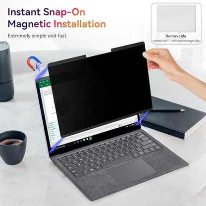 Magnetic Privacy Screen for Microsoft Surface Laptop 7 13.8 Inch, Removable Anti Glare Blue Light Filter, 13.8 In Anti Spy Black Security Private Block Screen Protector